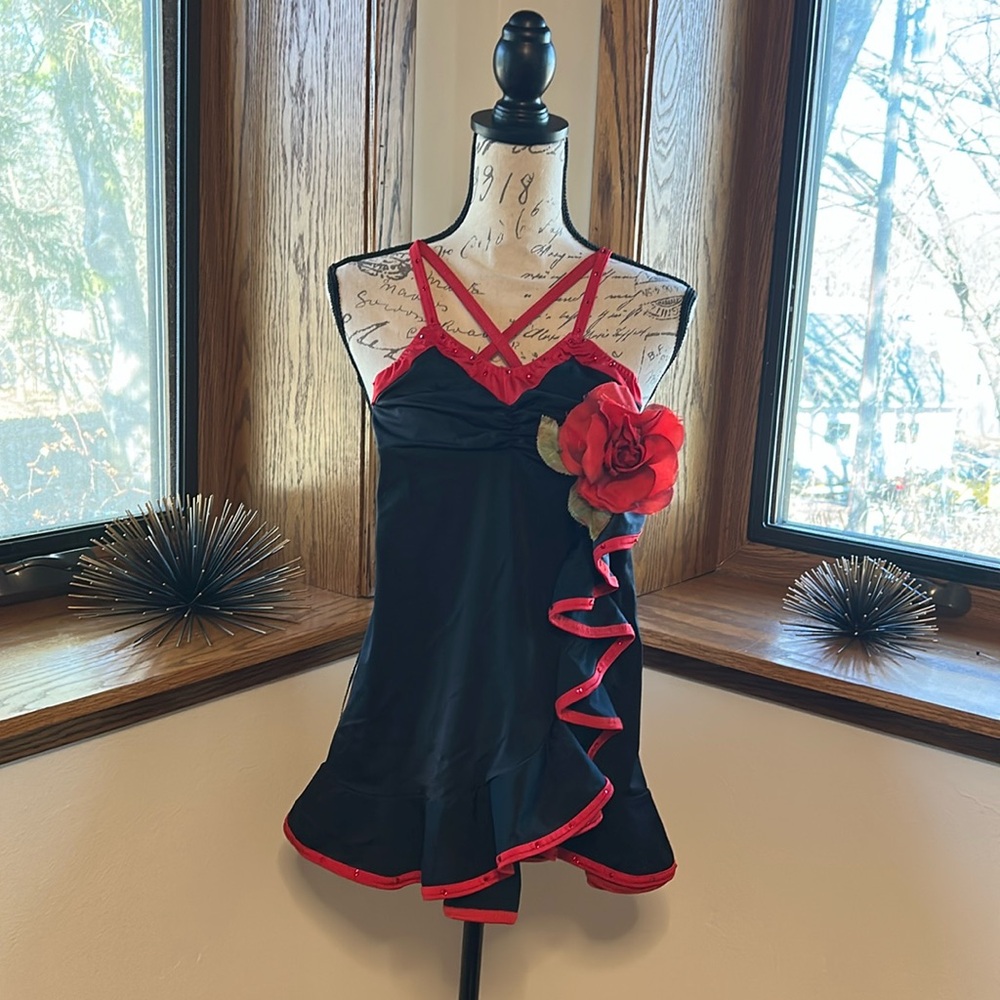 Kelle Dance Dress Red & Black Medium Child